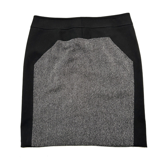 Rebecca Taylor Skirt Womens Size 4 Gray & Black Colorblock Panel Combo Woven - Picture 2 of 8